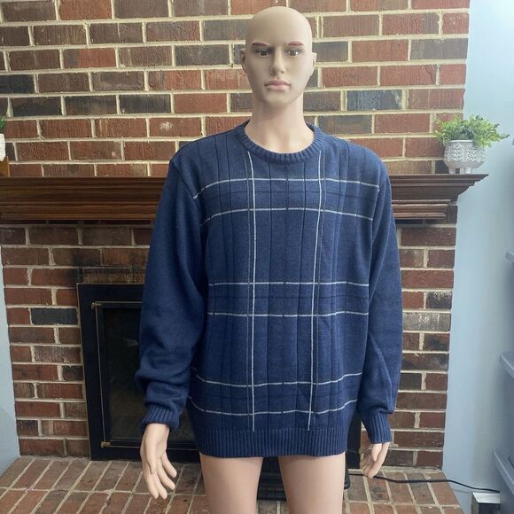 Oscar De La Renta Pullover Sweater Cotton Crewneck Mens Size‎ XXL  Blue Comfort - Picture 1 of 16